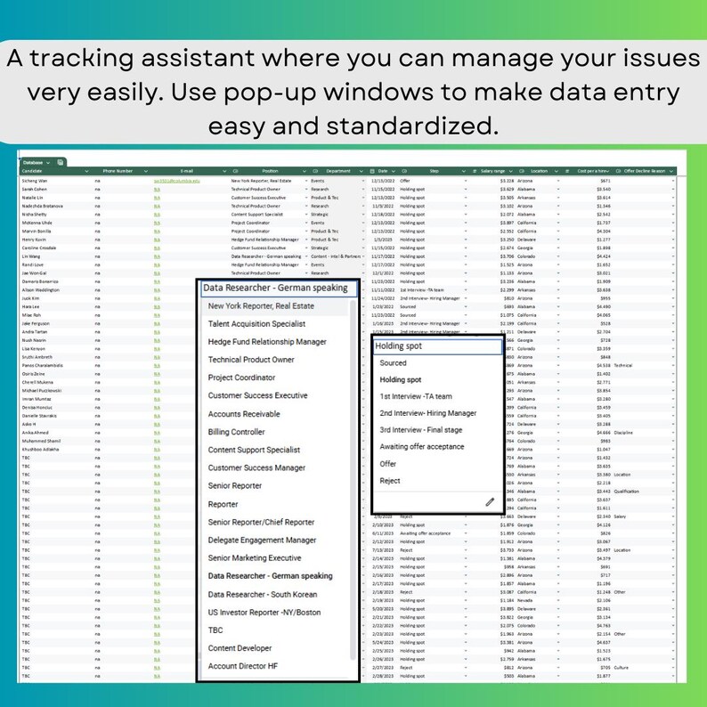Recruitment Tracker Dashboard Google Sheets | Kanban & Calendar Hiring ...