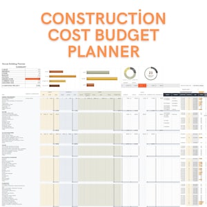 Home Building Planner: Construction Budget Excel, Google Sheets ...