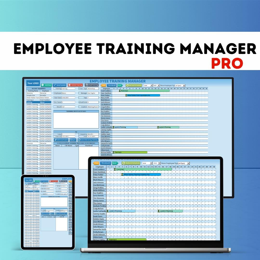 Employee Training Tracker | Excel Staff Development Planner - Etsy