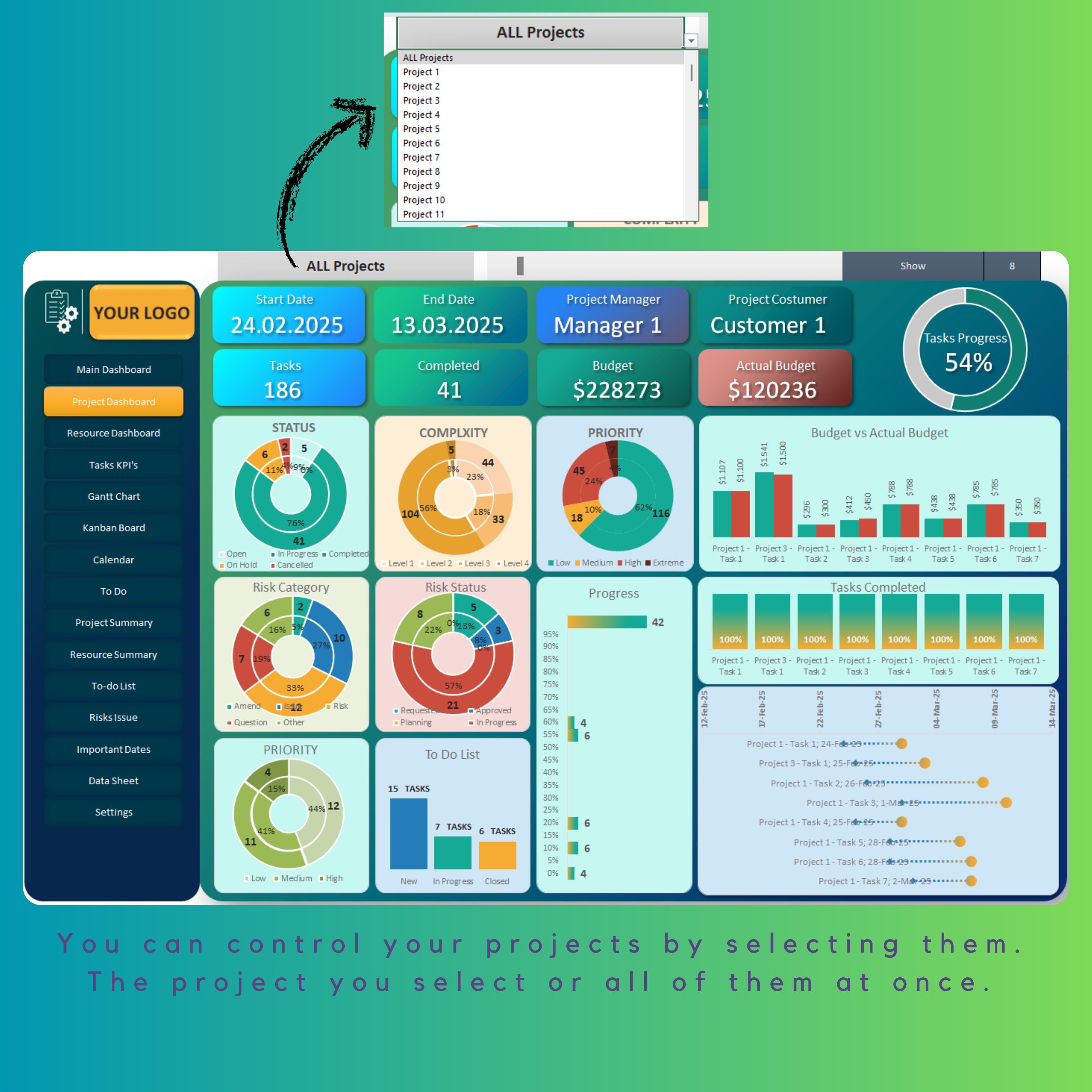 Project Management Excel Template 2026 | Task Tracker, Gantt Chart ...