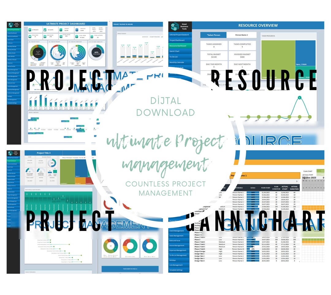 Excel Project Management Template: Dashboard, Planner, Timeline, Gantt ...