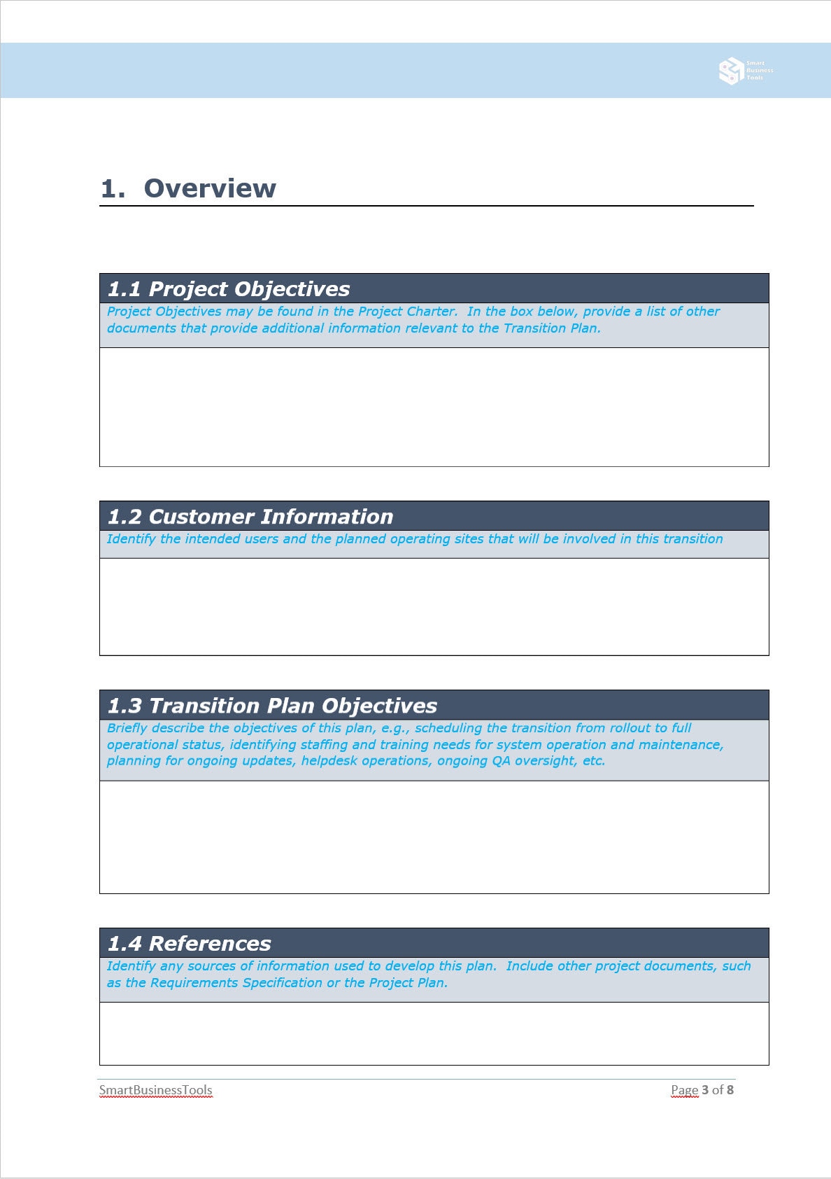 Project Transition Plan Template Etsy