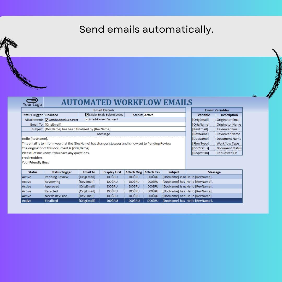 Document Workflow Manager | Excel Template for Process Tracking - Etsy ...