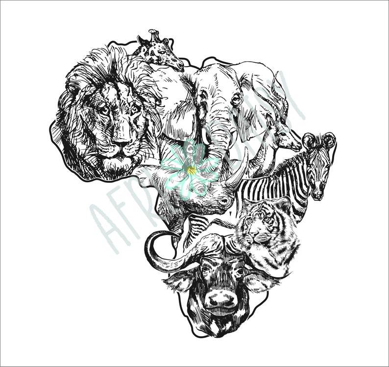 Africa Map With Wild Safari Animals - Etsy Australia