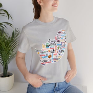 T-shirt a maniche corte in jersey unisex con dizionario illustrato del Sud Africa