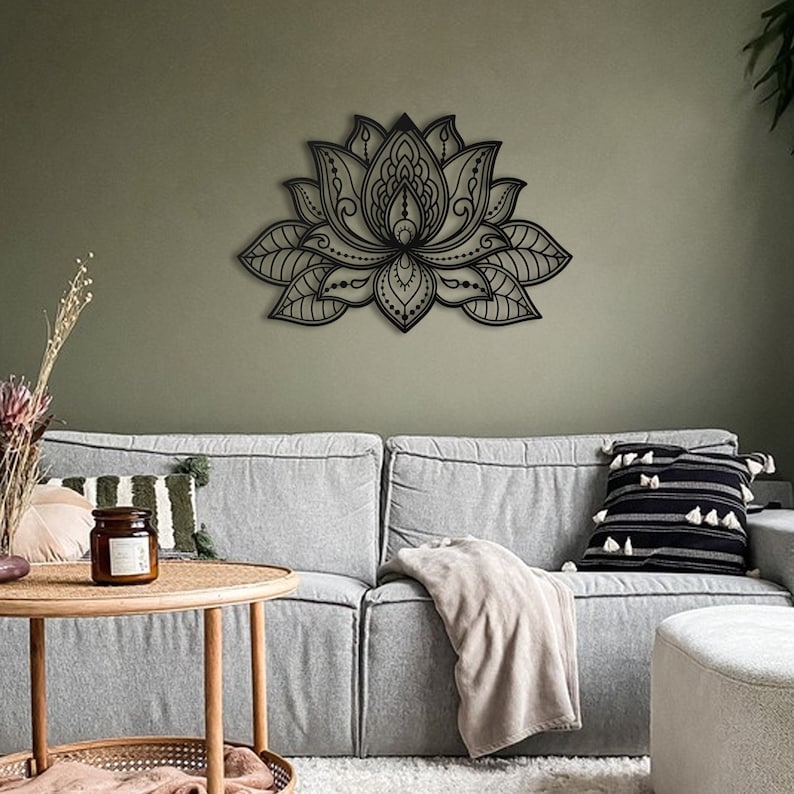 Mandala Lotus Metal Wall Decor Large Metal Wall Art Mandala Etsy