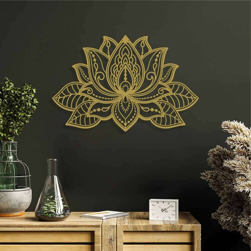 XL Lotus Flower Mandala Metal Wall Art Bedroom Wall Decor Etsy