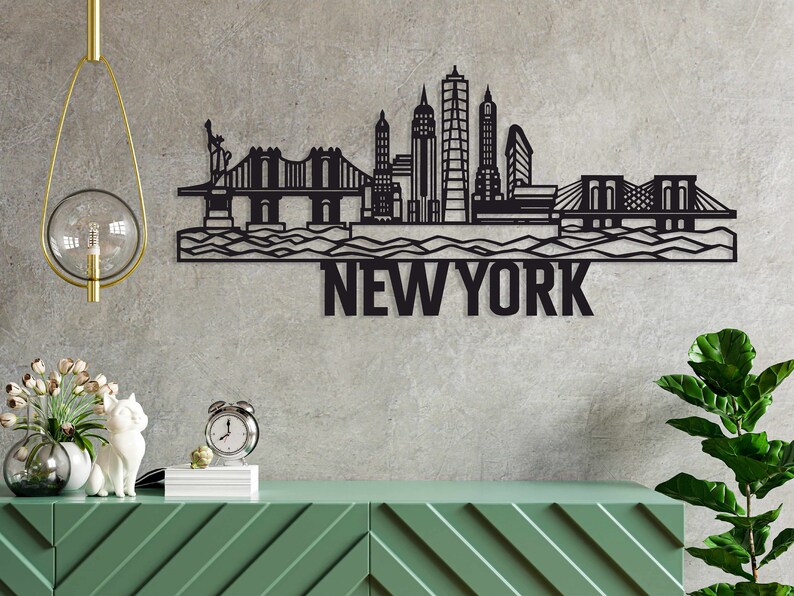 New York City Skyline Metal Wall Art Metal New York Wall Etsy