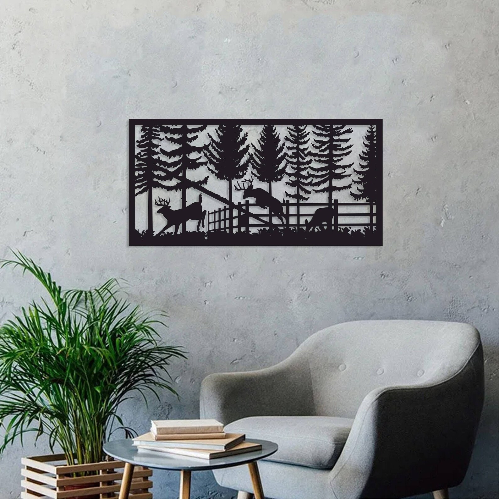 Triple Deer Metal Wall Art Forest Wall Sculpture Metal Deer Etsy