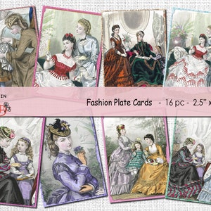 Lot de cartes de mode vintage pour femmes, Aceo, cartes ATC, robe victorienne, inserts de journal de cartes, vêtements français, magazines de mode, Bridgerton