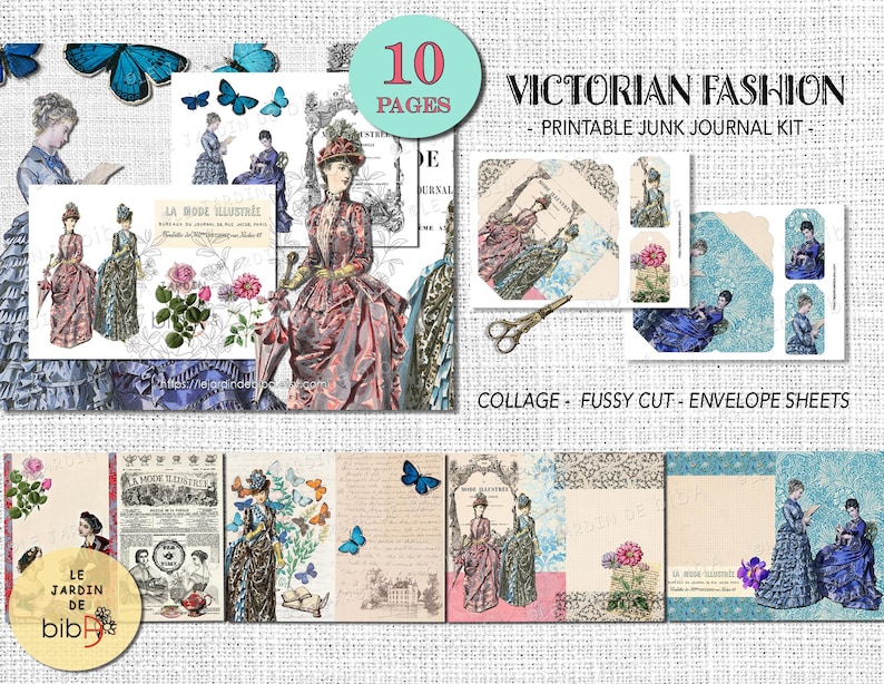 Victorian Fashion Junk Journal Kit, Vintage Fashion Ephemera Printable ...