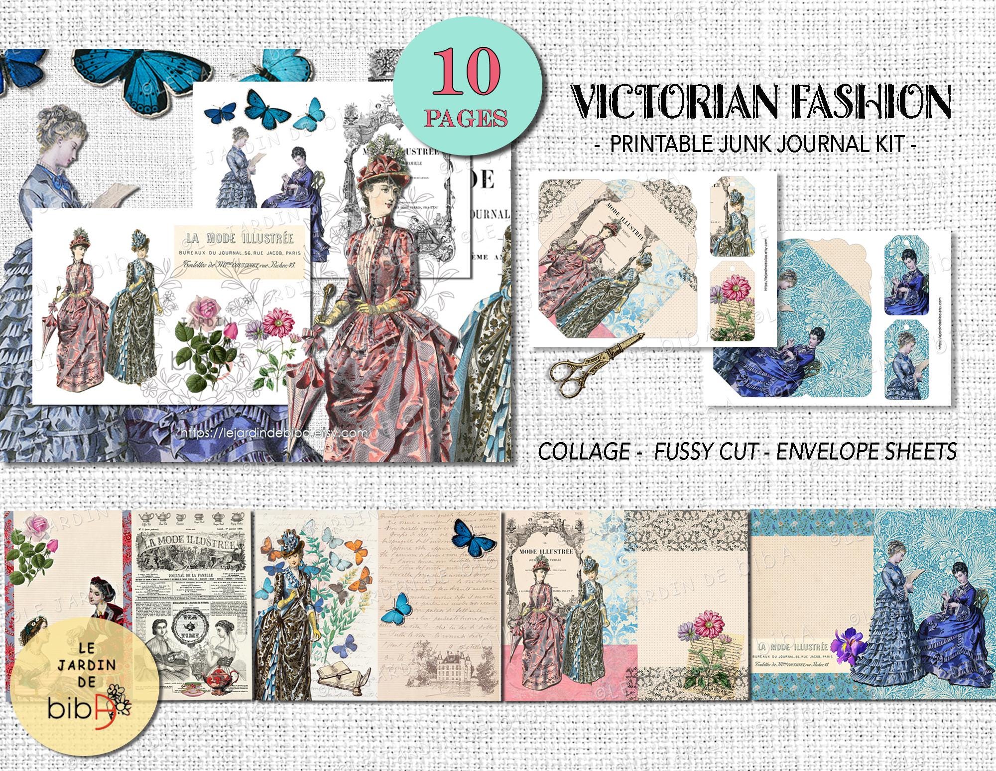 Victorian Fashion Junk Journal Kit, Vintage Fashion Ephemera Printable ...