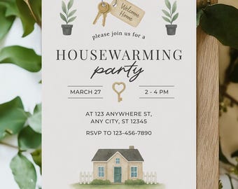 Housewarming Party Invitation, Editable Template for New Home Celebration, Digital Invite, Welcome Home Decor