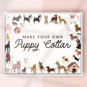 Adopt A Puppy Pet Pawty Many Dogs And Puppies Birthday Party Make Your Own Puppy Collar Sign | Instant PDF | ADDG1