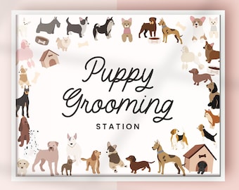Adopt A Puppy Pet Pawty Many Dogs And Puppies Birthday Party Puppy Grooming Station Sign | Instant PDF | ADDG1