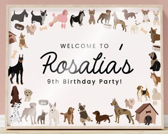 Adopt A Puppy Pet Pawty Many Dogs And Puppies Birthday Party Welcome Sign | Instant Customizable Digital Template | ADDG1