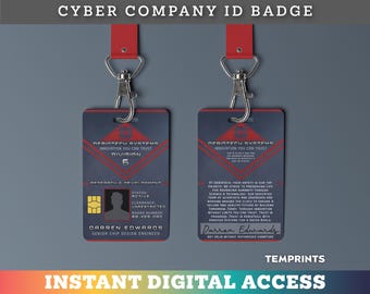 Sci-Fi Cyber Company ID Card | Cosplay Name Tag Prop (Digital Download)