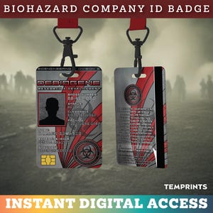 Resident ID Badge, Umbrella Evil Corporation Cosplay Prop, Custom Name Tag for Halloween Costume Accessories | TERID