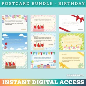 Geburtstagsfeier Paket 9er Postkarten New Horizons Geburtstagsgeschenk | Sofortige & anpassbare digitale Vorlage | ACNH