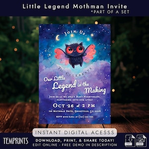 Mothman Baby Shower Invitation: Little Legend, Gender Neutral (Digital Download)