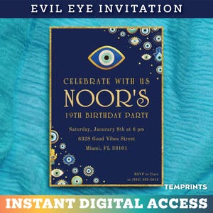 Invitation d'anniversaire de fête d'anniversaire d'or audacieux | Modèle numérique instantané et personnalisable | CHAQUE JOUR