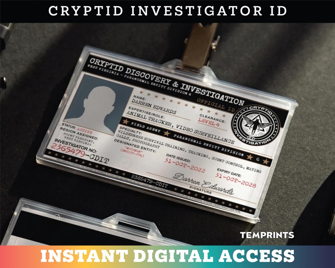 Mothman Bigfoot Cryptid Cryptozoologist Paranormal Investigator ID ...