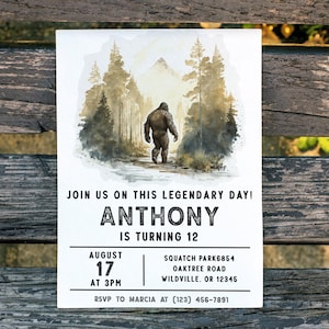 Bigfoot Legendary Day Birthday Party Invitation | Instant & Customizable Digital Template | PNID