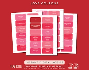 Printable Love Coupon Book | Valentine's Day Gift (PDF)
