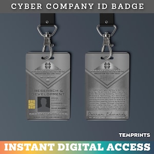 Replica personalizzata della tessera identificativa aziendale fantascientifica, futuristica, tecnologica, cibernetica, per cosplay, costume, tag con nome, download digitale / TERID