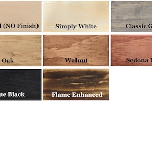 Puede incluir: Carta de colores de tinte para madera que muestra 10 colores de tinte para madera diferentes: Natural (SIN acabado), Blanco simple, Gris cl&aacute;sico, Roble, Nogal, Rojo Sedona, Negro verdadero y Llama realzada.