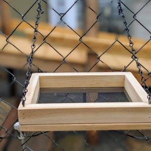 Fence Bird Feeder with Hooks: Handmade USA Tray Feeder