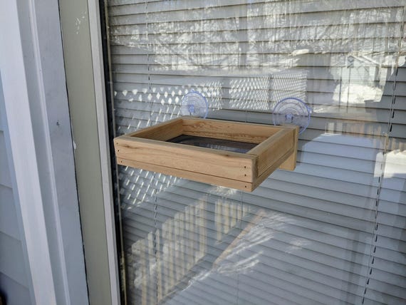 Wooden Window Bird Feeder with Suction Cups - Handmade Pine