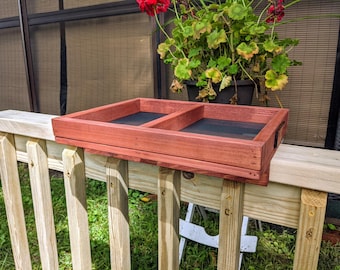 Handmade Pine Rail Bird Feeder: Porch & Deck Tray