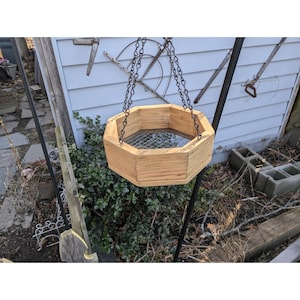 Handmade Pine Hanging Bird Feeder: Deep Octagon Design