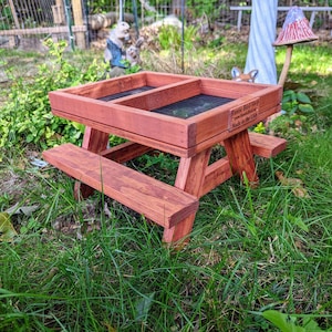 Ground Feeder - Wooden Bird Seed Feeder Picnic Table - Large - Chicken Chicknic Table - Great Family Gift - Handmade in the USA
