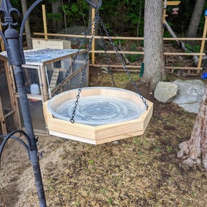 Handmade Pine Hanging Bird Bath: Octagon Tray with Chain