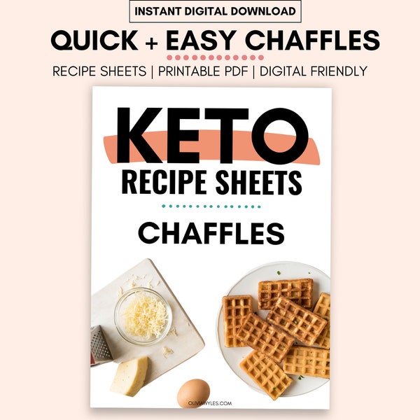 Quick + Easy Keto Chaffle Recipe Sheets, Keto Recipes, Low Carb Recipes, Meal Prep, Keto List, Printable Keto Diet, Digital, Ketogenic