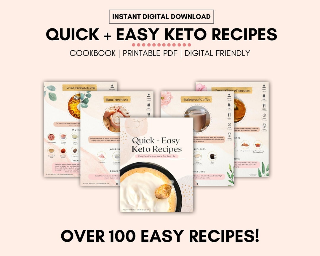 Quick & Easy Keto Recipes Cookbook, Digital Recipe Book, Keto Diet