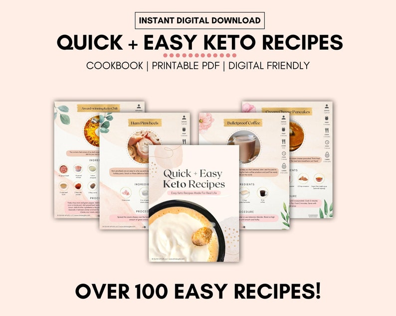 Quick & Easy Keto Recipes Cookbook, Digital Recipe Book, Keto Diet, Ebook PDF, Low Carb Recipes, Printable Recipe Book, Easy Healthy Recipes image 1