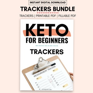 Keto for Beginners: Trackers, Printable Food Diary, Fasting Tracker, Meal Planner, Grocery List, Keto Food List, Recipe Card, Bullet Journal