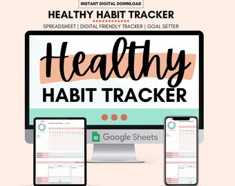 Keto Healthy Habit Tracker Spreadsheet,Google Sheets,Monthly Habits,Goal Planner,Instant Download,Daily, Weekly,Monthly,Yearly,Visual,Chart