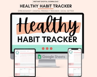 Keto Habit Tracker Spreadsheet, Monthly Goal Planner (Digital Download)