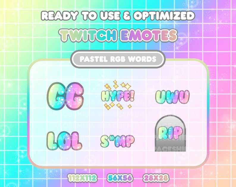 Pastel RGB Words Twitch Emotes Etsy