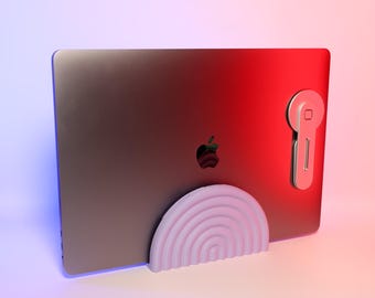 Rainbow Laptop Stand Vertical - Space-Saving & Colorful, Creative Storage, Stable + Compatible for Various Laptop Sizes