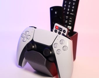 Controller Stand & Remote Control Holder - Gaming Organizer with 2 Compartments for Living Room, Compatible with PlayStation, Xbox, TV Remotes
