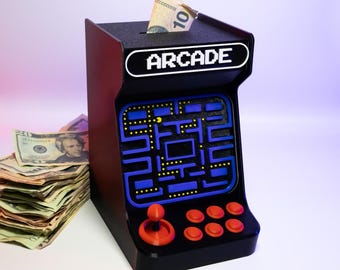 Arcade Money Box Retro Design - Impreso en 3D, sensación de juego nostálgico, botones interactivos - regalo perfecto para los jugadores