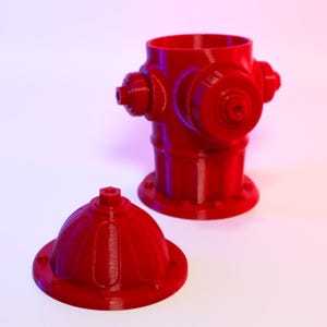Contenedor de impresión 3D de mini boca de incendios de dibujos animados | Decoración de escritorio y almacenamiento de material de oficina | Colorido + divertido, duradero + compacto imagen 3