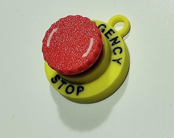 Emergency Stop Clicker Fidget – keychain or standard, 3D printed anti-stress toy, technology gadget and gift idea