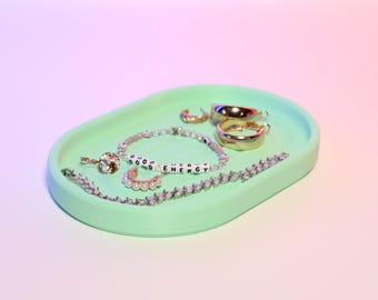 Colorful Rainbow Plate - Jewelry Dish, Key Tray, Office Organizer, 3D Printed, Decorative Accessory for Home and Office
