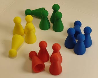 Classic game pieces, 16-piece set or individual pieces – replacements for racing games like Ludo & Trouble | Yellow, Green, Blue, Red